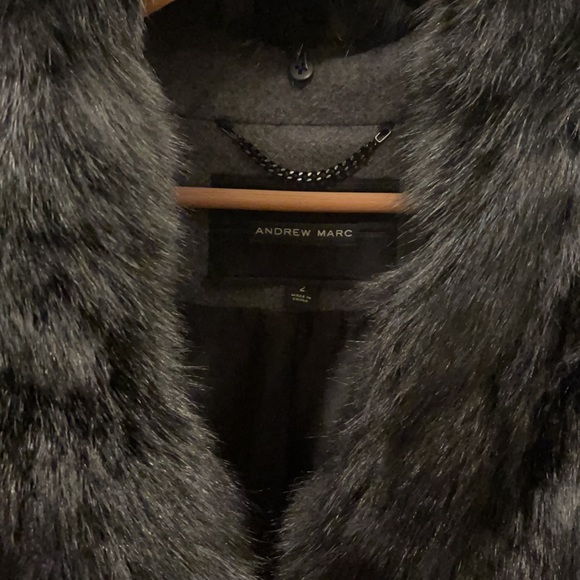Wool & fox fur Andrew Marc coat - Picture 2 of 9